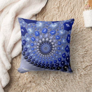 Abstrakt Blue Ombre Fractal Bubbles Kudde