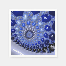 Abstrakt Blue Ombre Fractal Bubbles Pappersservett