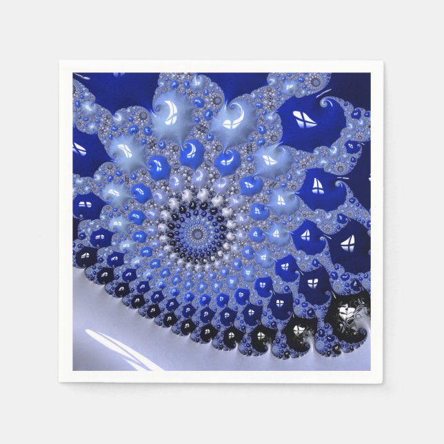 Abstrakt Blue Ombre Fractal Bubbles Pappersservett (Framsidan)