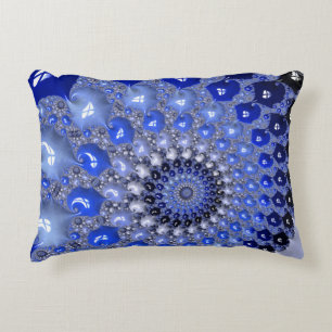 Abstrakt Blue Ombre Fractal Bubbles Prydnadskudde