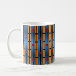 Abstrakt Blue Orange Grid Mönster med röda hörn Kaffemugg
