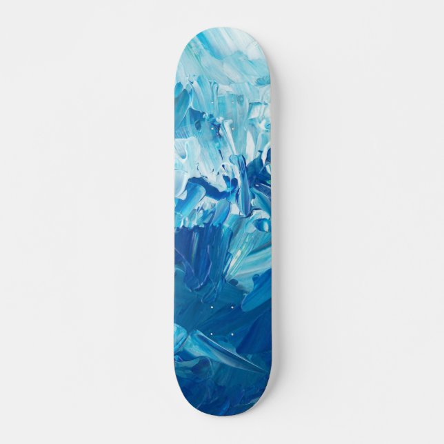 Abstrakt Blue Paint Vinkar Mini Skateboard Bräda 18,5 Cm (Framsida)