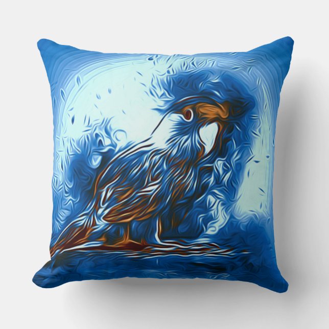 Abstrakt Blue Parrot Decor Pillow Kudde (Framsida)