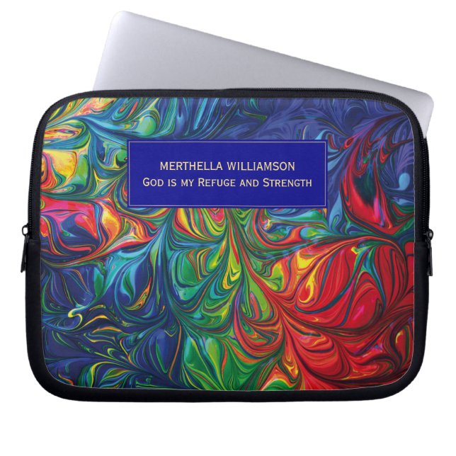 Abstrakt BLUE Personlig Christian Scripture Laptop Fodral (Framsidan)