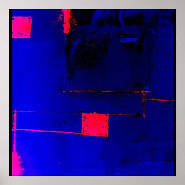 Abstrakt Blue Poster Original Modern Art Print (Framsidan)