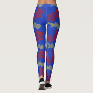 Abstrakt Blue Red Gult mönster Yoga Leggings