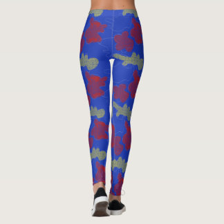 Abstrakt Blue Red Gult mönster Yoga Leggings