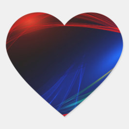 Abstrakt Blue Red och Grönt Swirl Effekt Hjärtformat Klistermärke