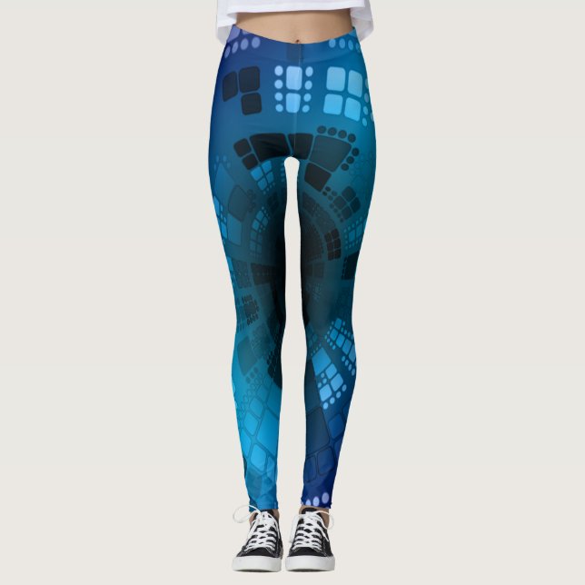 Abstrakt Blue Sea Guld Diamond Seashell Leggings (Framsida)