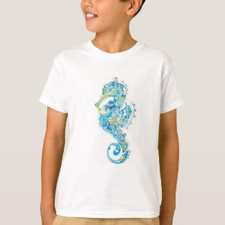 Abstrakt Blue Seahorse Tee