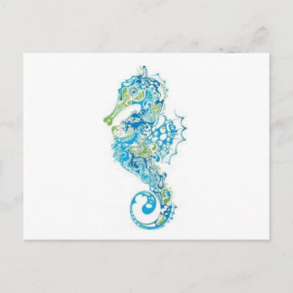 Abstrakt Blue Seahorse Vykort