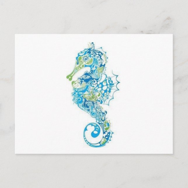 Abstrakt Blue Seahorse Vykort (Framsida)