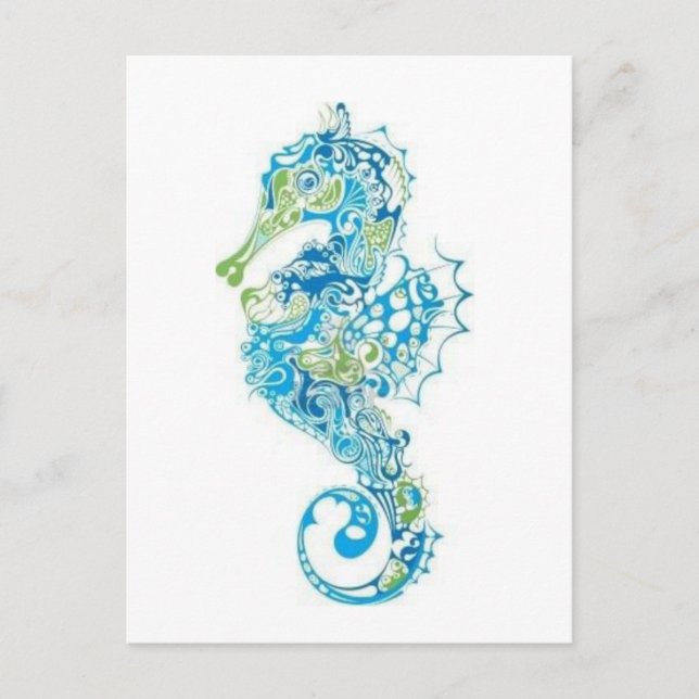 Abstrakt Blue Seahorse Vykort (Framsida)