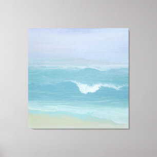 Abstrakt Blue Seashore Small Wave Watercolor Canvastryck