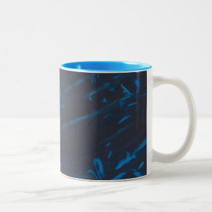 Abstrakt Blue Shapes on Navy Black Anpassningsbar  Två-Tonad Mugg
