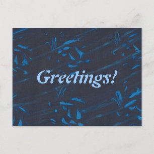 Abstrakt Blue Shapes on Navy Black Postcards Vykort