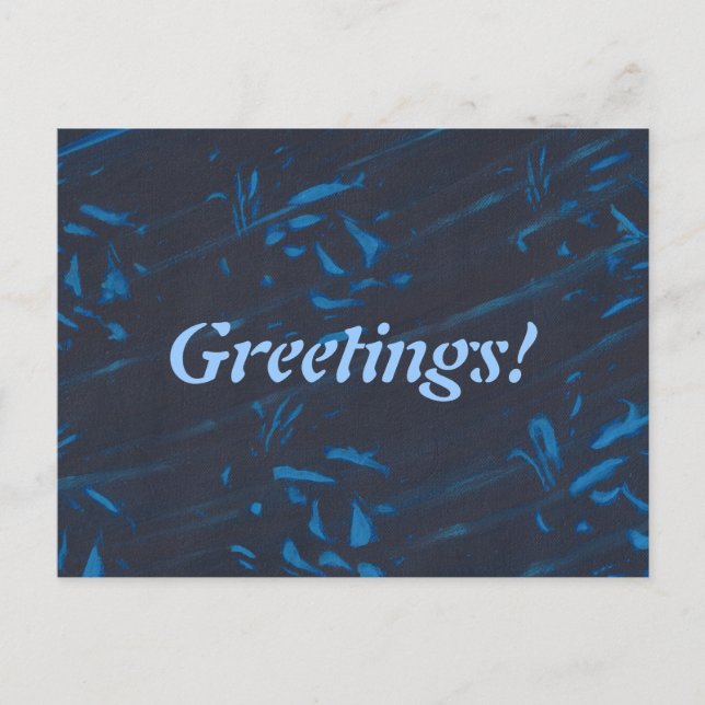 Abstrakt Blue Shapes on Navy Black Postcards Vykort (Framsida)