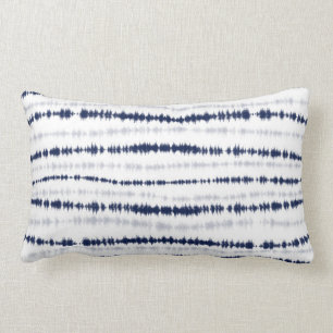 Abstrakt Blue Shibori Vågrät Linjer Lumbarkudde