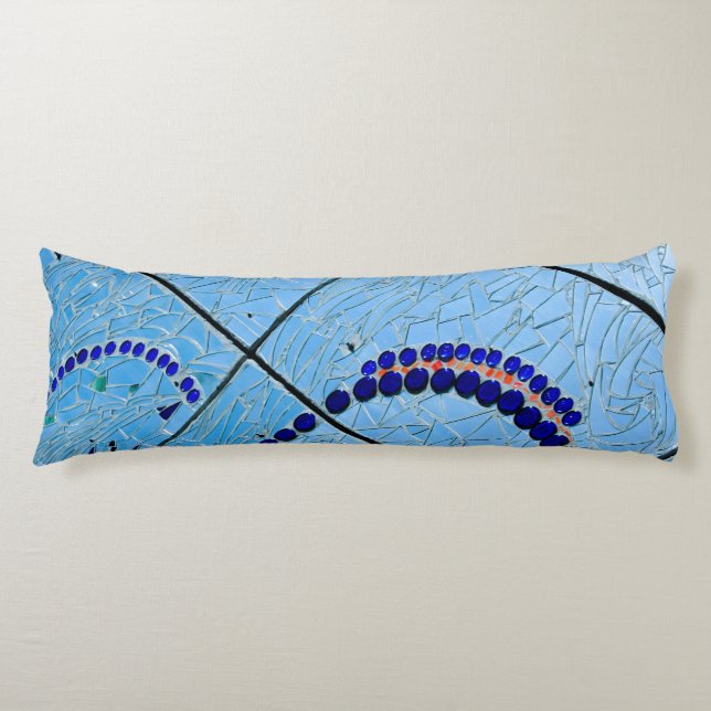 Abstrakt Blue Spegel Mosaic Kroppskudde (Framsidan)