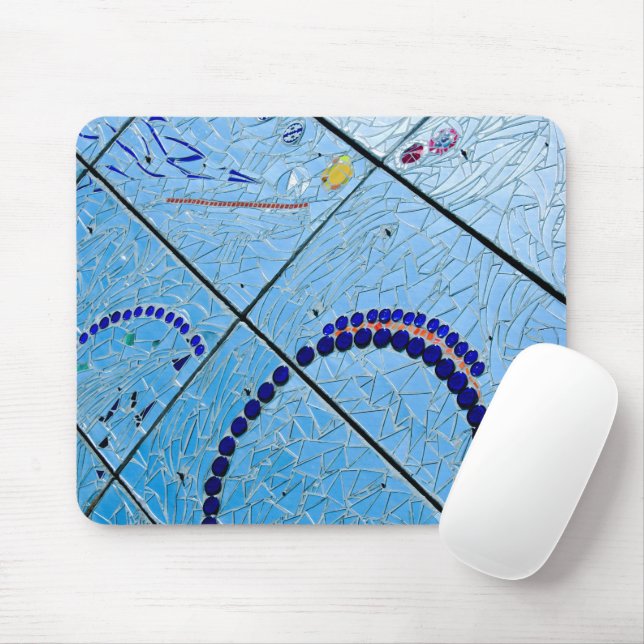 Abstrakt Blue Spegel Mosaic Musmatta (Med mus)
