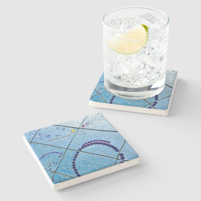 Abstrakt Blue Spegel Mosaic Stenunderlägg (Sidan)