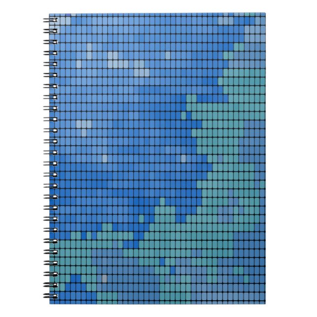 Abstrakt Blue Square Mönster Anteckningsbok (Framsidan)