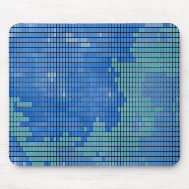 Abstrakt Blue Square Mönster Musmatta (Framsidan)