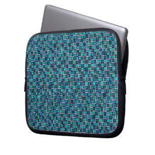 Abstrakt Blue Squares Mönster Laptop Sleeve