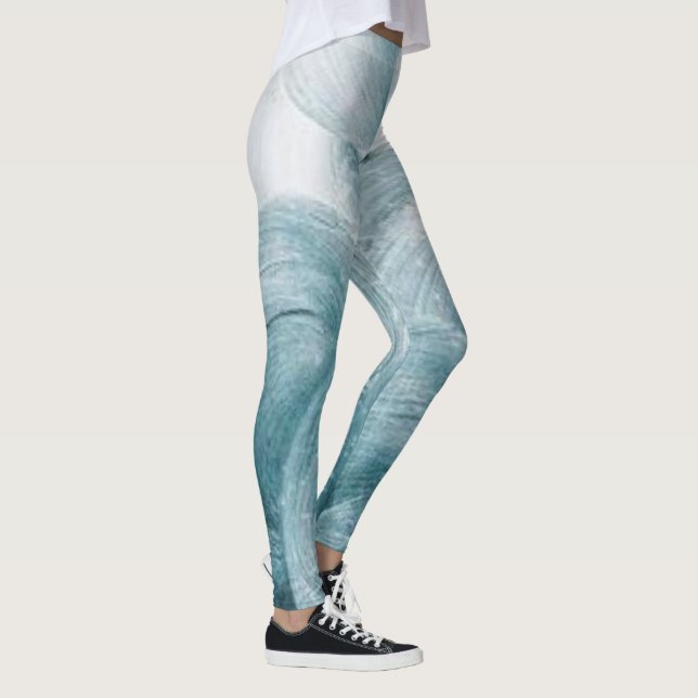 Abstrakt Blue Swirl Mönster Leggings (Höger)