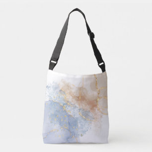 Abstrakt Blue, Taupe och Guld Axelväska