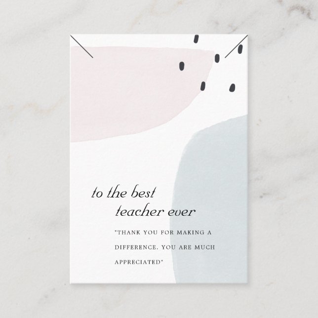 ABSTRAKT BLUE TEACHER GIFT NECKLACE VISNING CARD PLACERINGSKORT (Framsida)