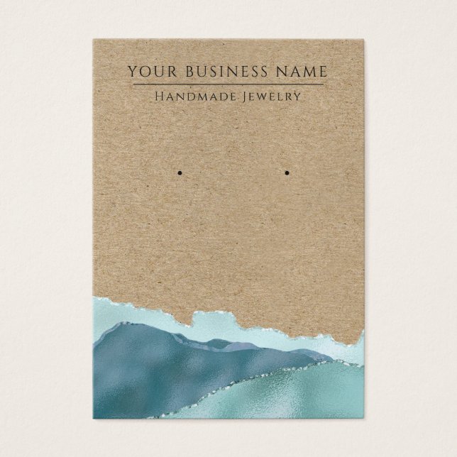 Abstrakt Blue Teal Kraft Earring Visning Card Visitkort (Framsidan)