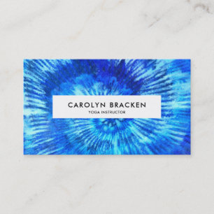 Abstrakt Blue Tie Dye Watercolor Hippie Mönster  Visitkort
