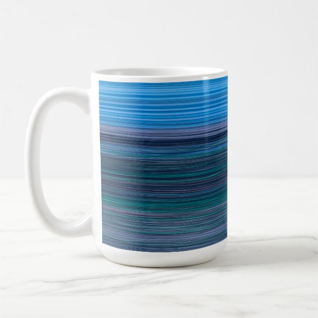 Abstrakt Blue Vågrät Rand Kaffemugg (Vänster)