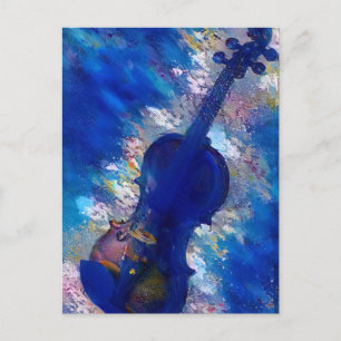 Abstrakt Blue Violin AI Digital Art Vykort