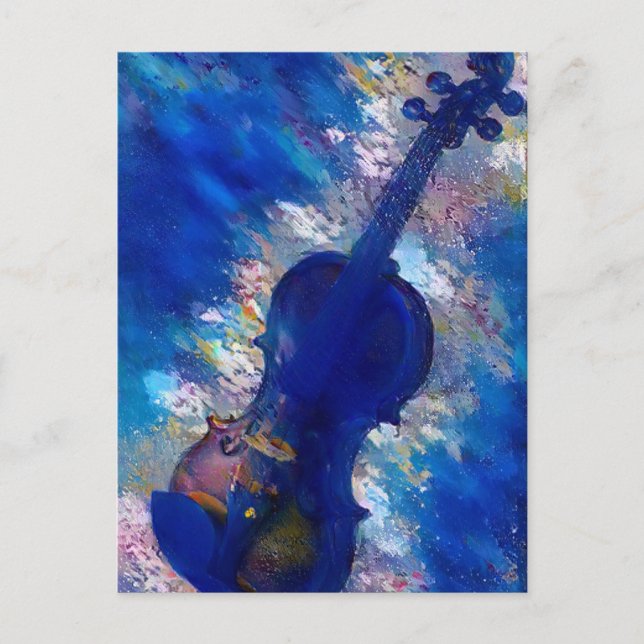 Abstrakt Blue Violin AI Digital Art Vykort (Framsida)
