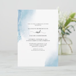 Abstrakt Blue Watercolor Blommigt Rehearsal Dinner Inbjudningar
