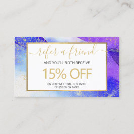 Abstrakt Blue Watercolor Faux Guld Dust Referral Visitkort