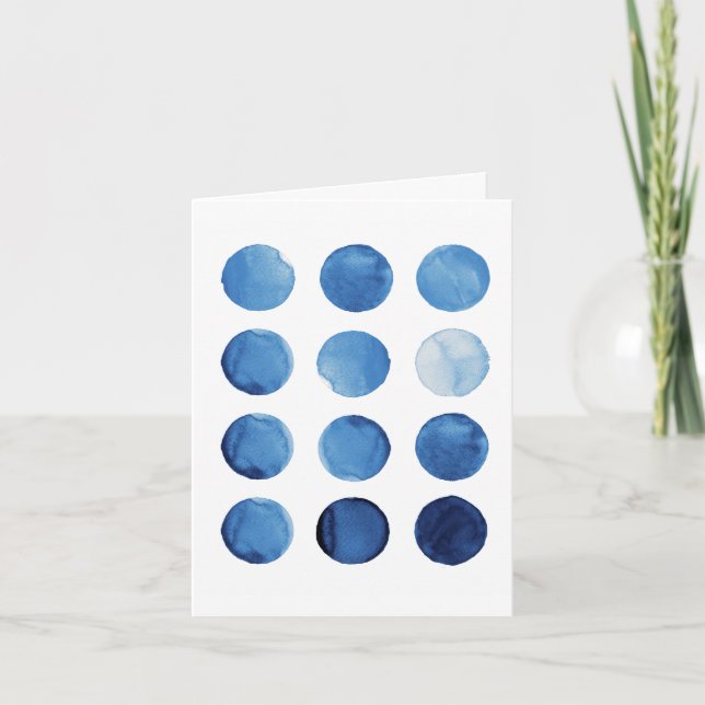Abstrakt Blue Watercolor Geometric Birthday Kort (Framsida)