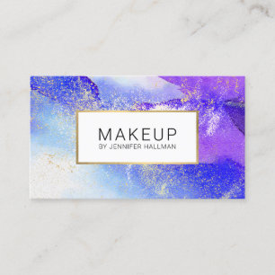 Abstrakt Blue Watercolor med Faux Guld Dust Visitkort