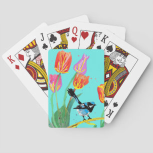 Abstrakt Blue Wren Australian Bird Birds Notebook Casinokort
