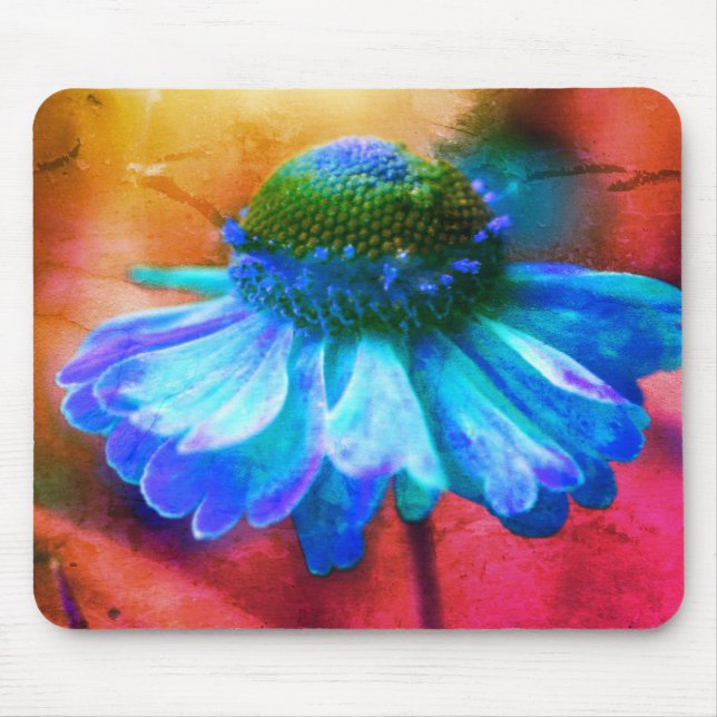 Abstrakt Blue Zinnia Flower Art Musmatta (Framsidan)