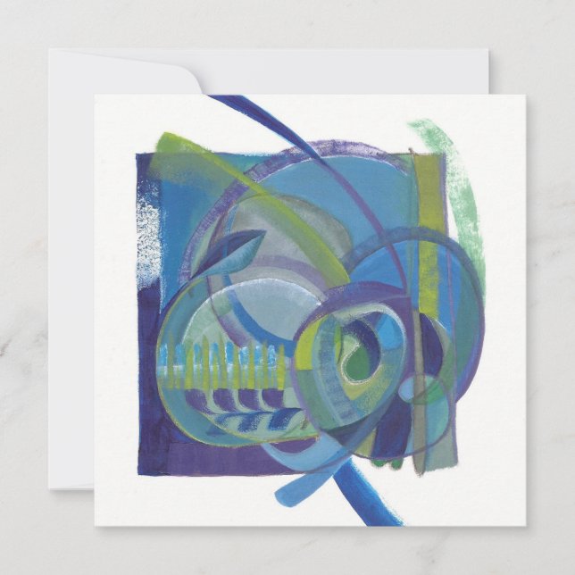 Abstrakt Blues Artists platta ovikt Notecard Tack Kort (Framsida)
