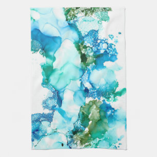 Abstrakt Blues & Grönts Kitchen Towel Kökshandduk