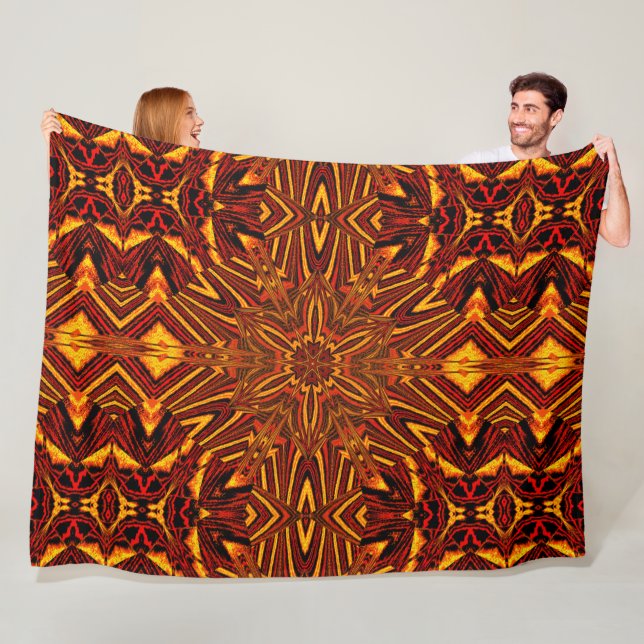 Abstrakt Bohemian Cymbidium Orchid Mysigt Fleecefilt (På plats)