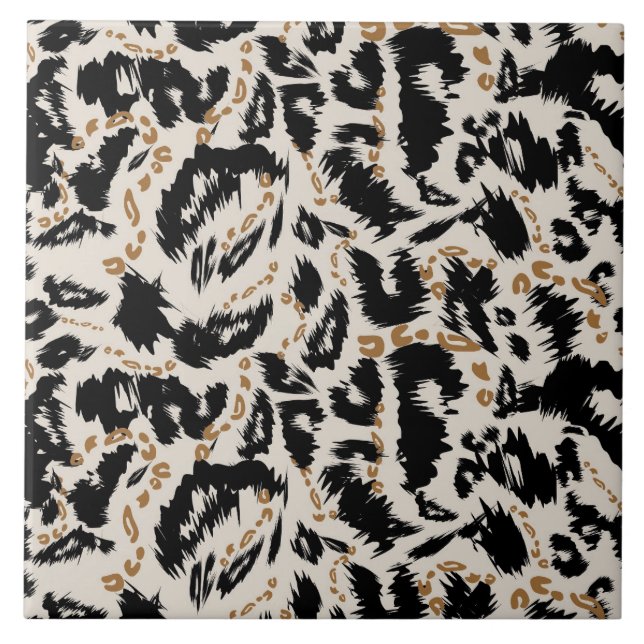 Abstrakt bohemisk afrikansk leopardmönster  kakelplatta (Framsidan)