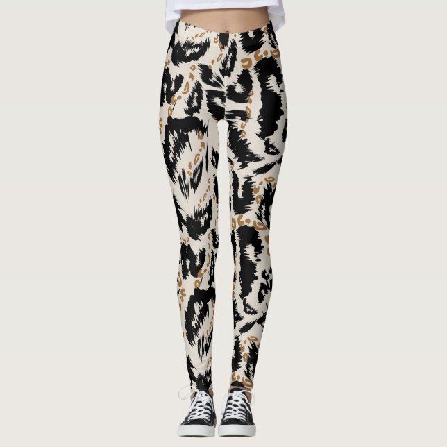 Abstrakt bohemisk afrikansk leopardmönster  leggings (Framsida)