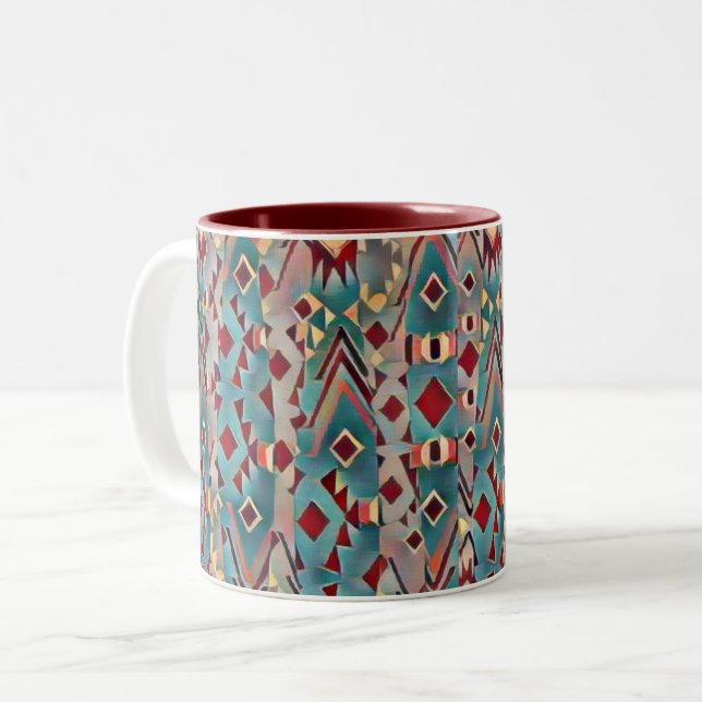 Abstrakt Boho Aztec Två-Tonad Mugg (Framsida vänster)