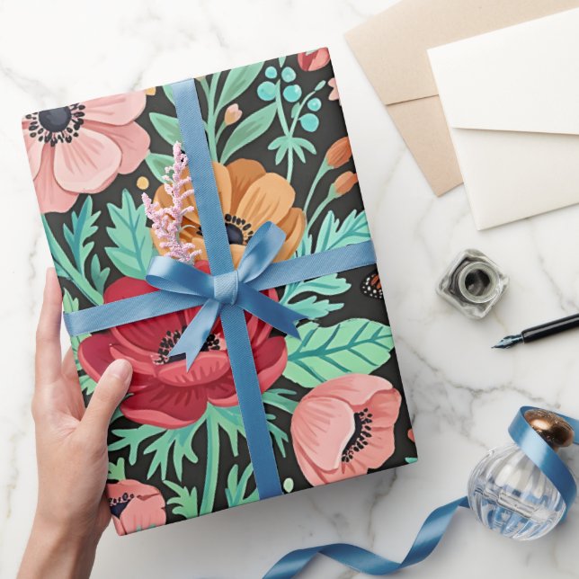 Abstrakt Boho Blommig Fjärilspapper Presentpapper (Gifting)