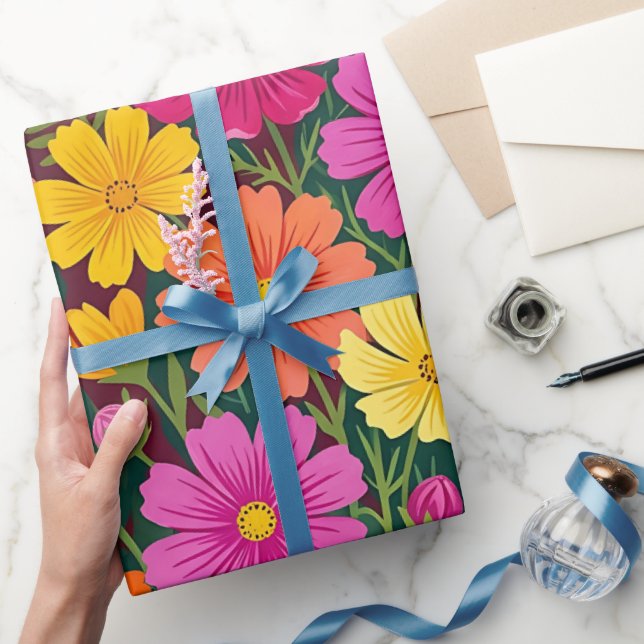 Abstrakt Boho Blommig Fjärilspapper Presentpapper (Gifting)